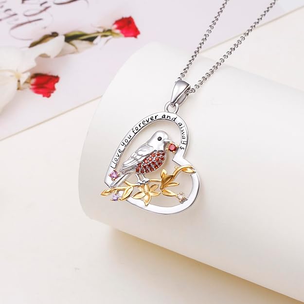 S925 Sterling Silver Heart Love Jewelry Mushroom Frog Robin Crane Pendant Necklace for Women