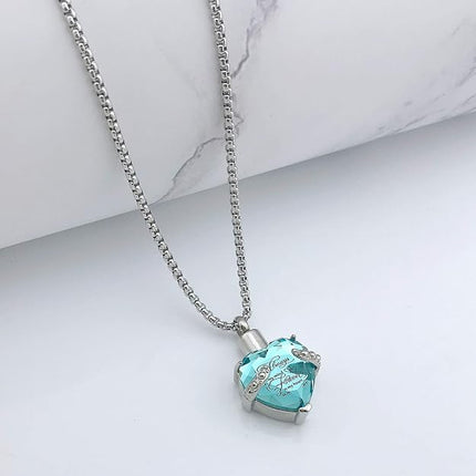 YOUFENG Birthstones Heart Cremation Pendant Urn Necklaces for Ashes Urns for Human Ashes Memorial Locket Keepsake Ashes Jewelry with Fill Kit