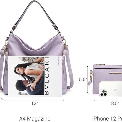 Dasein Hobo Handbags for Women Purses Vegan Leather Shoulder Bags Bucket Purse Large Tote Set with Long Strap