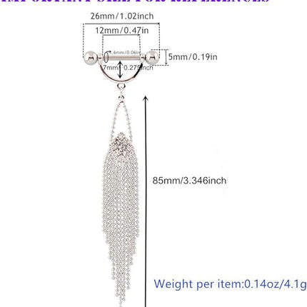 Nipple Rings Dangle Long Tassels Nipple Piercings for Women Men Surgical Stainless Steel 14G Bar 1 Pair