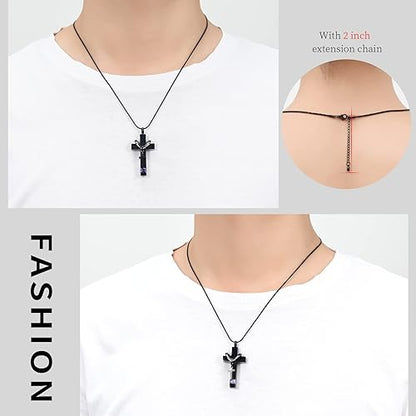 Crystal Cross Necklace for Ashes - Stainless Steel Keepsake Cremation Jewelry - Religious Cross Memorial Urn Necklace for Pet Human Ashes Pendant