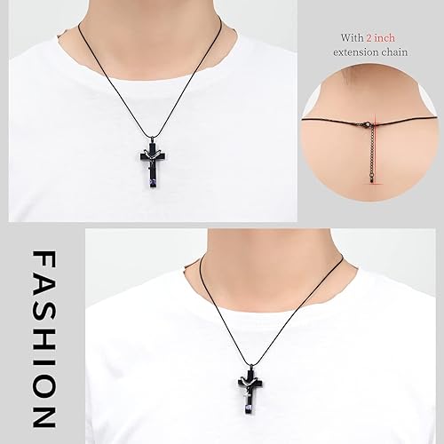 Crystal Cross Necklace for Ashes - Stainless Steel Keepsake Cremation Jewelry - Religious Cross Memorial Urn Necklace for Pet Human Ashes Pendant