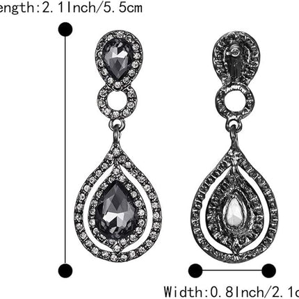 BriLove Women's Wedding Bridal Crystal Teardrop Infinity Chandelier Dangle Earrings