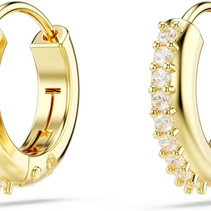 Swarovski Matrix Hoop Earrings, Round Cut, Clear Crystals, Gold-Tone and Rhodium Finishes
