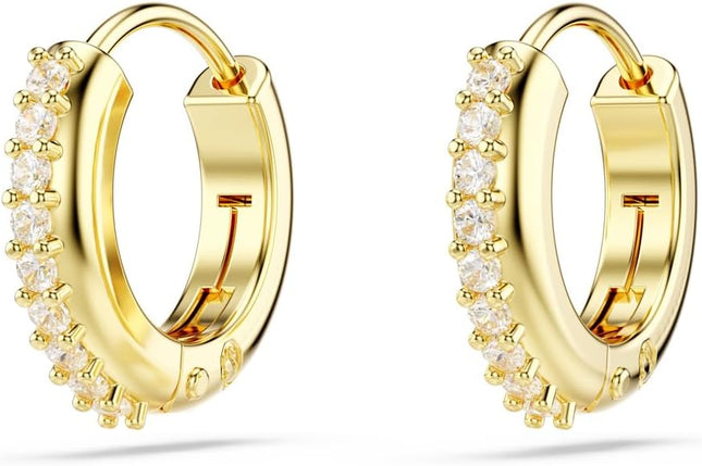 Swarovski Matrix Hoop Earrings, Round Cut, Clear Crystals, Gold-Tone and Rhodium Finishes