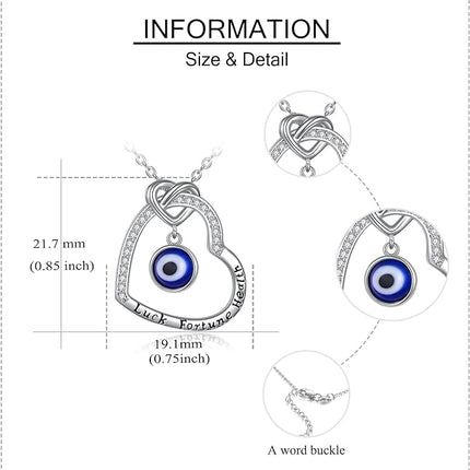 Evil Eye/Mama Bear/Horseshoe/Wishbone Necklace 925 Sterling Silver Heart Pendant Necklace Protection Jewelry Lucky Gifts For Women