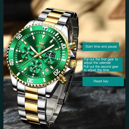 OLEVS Mens Watches Big Face Stainless Steel Waterproof Date Analog Quartz Watches Fashion Business Wrist Watches for Men…