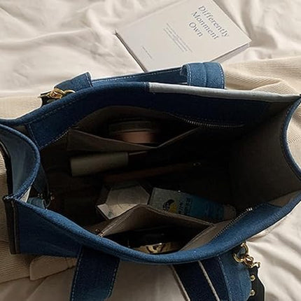 Canvas Tote Bag Women Large Denim Shoulder Bag Vintage Satchels Cute Hobo Bags Work Travel College Casual Tote Handbag
