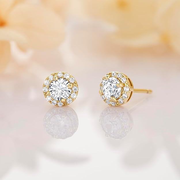 14K Gold Stud Earrings for Women 14K Gold Earrings Gold Diamond Stud Earrings for Women Hypoallergenic Gold Earrings Classic Small Stud Earrings