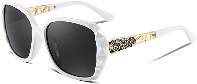 FEISEDY Polarized Women Square Sunglasses Sparkling Composite Shiny Frame B2289