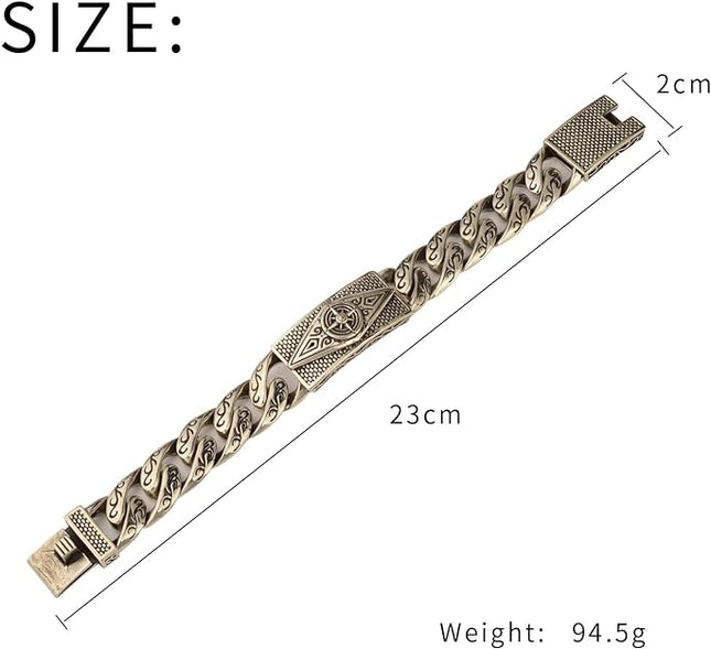 Men Chain Bracelet Watch Vintage Mayan Style Lind Bracelets Hip Hop Mens Boys Bracelet Copper Jewelry Gift for Men Birthday Christmas Father's Day Jewelry Gifts