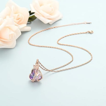 shajwo Butterfly Heart Urn Necklaces Cremation Jewelry for Ashes for Women Men Memorial Human Ashes Pendant