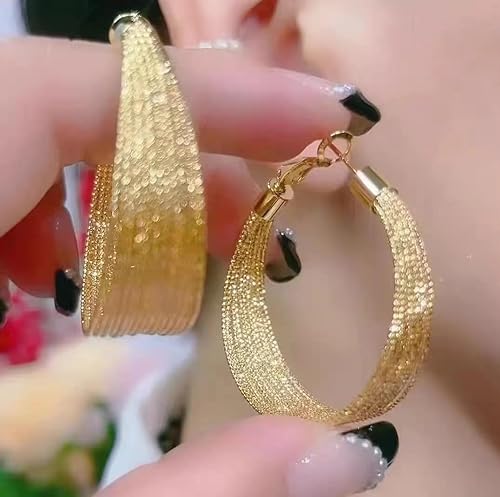 Chunky Gold Hoop Earrings For Women 14k Gold Plated Thick Hoop