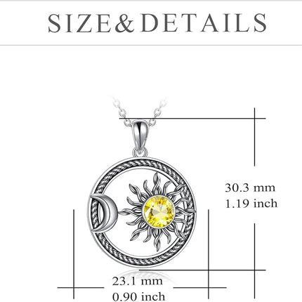 YFN Sun and Moon Necklace Sterling Silver Couple Pendant Sun Moon Jewelry Gifts for Women Men