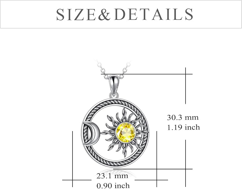 YFN Sun and Moon Necklace Sterling Silver Couple Pendant Sun Moon Jewelry Gifts for Women Men