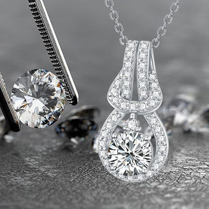 Aihpos Multistyle Moissanite Necklaces for Women Platinum Plated Silver Moissanite Pendant Necklace, 18''-20''