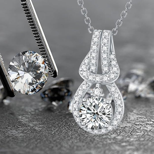 Aihpos Multistyle Moissanite Necklaces for Women Platinum Plated Silver Moissanite Pendant Necklace, 18''-20''
