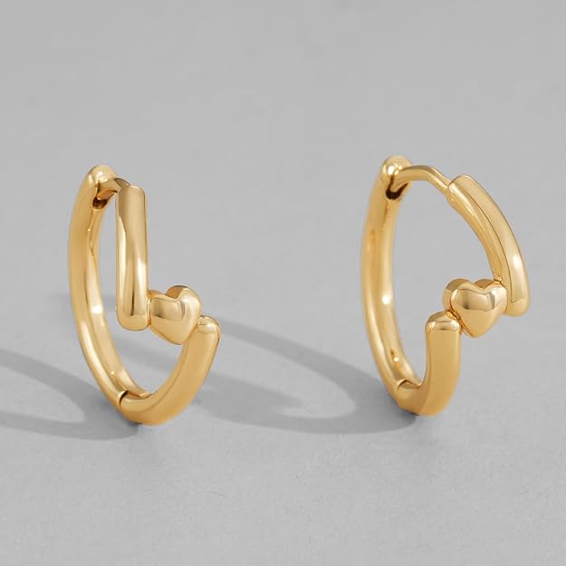 Dremmy Studios Dainty CZ Huggie Hoop Earrings 14K Gold Plated Chunky Simple Cute Thick Round Frill Bead Ball Starburst Cuff Earrings Cubic Zirconia Hoop Earrings Minimalist Personalized Gift for Her