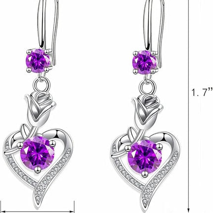 925 Sterling Silver Dangle Earrings for Women Nickel Free Hypoallergenic Earrings for Women Trendy Fashion Heart Dangle Drop Sparkly Crystal Earrings for Women
