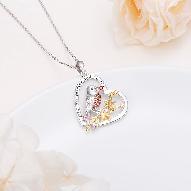 S925 Sterling Silver Heart Love Jewelry Mushroom Frog Robin Crane Pendant Necklace for Women