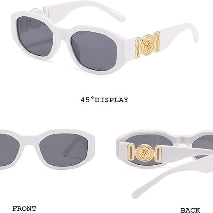 BUTABY Rectangle Sunglasses for Women Retro Driving Glasses 90’s Vintage Fashion Irregular Frame UV400 Protection