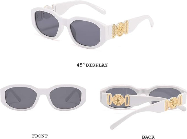 BUTABY Rectangle Sunglasses for Women Retro Driving Glasses 90’s Vintage Fashion Irregular Frame UV400 Protection