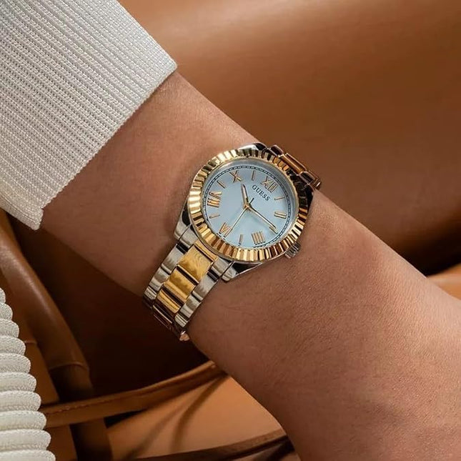 GUESS Two-Tone and Light Blue Analog Watch