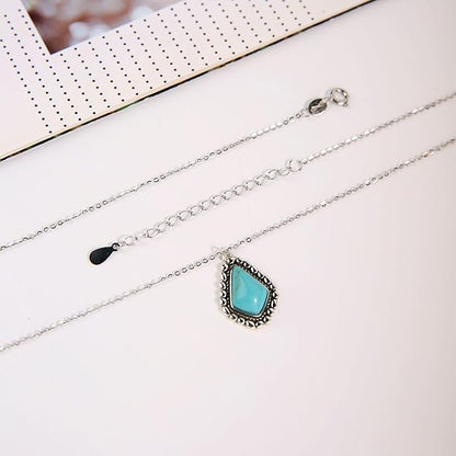 Colloca Turquoise Pendant Necklace for Women, 925 Sterling Silver Western Bohemian Necklace, Boho Jewelry, Gift Box included