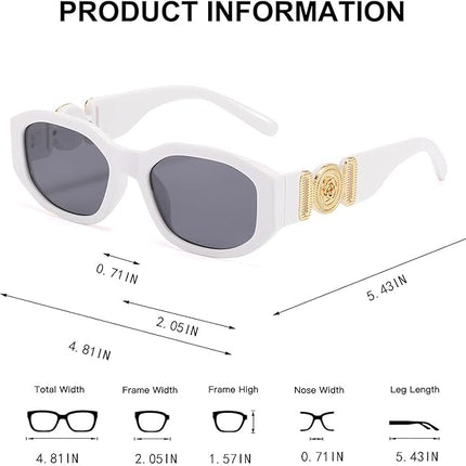 BUTABY Rectangle Sunglasses for Women Retro Driving Glasses 90’s Vintage Fashion Irregular Frame UV400 Protection