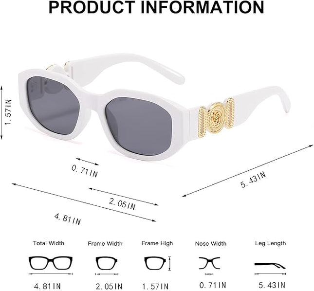 BUTABY Rectangle Sunglasses for Women Retro Driving Glasses 90’s Vintage Fashion Irregular Frame UV400 Protection