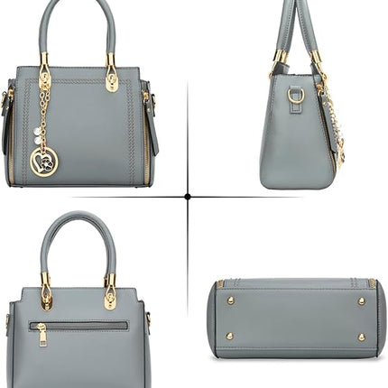 KKXIU Stylish Women Satchel Purses and Handbags Vegan Leather Top Handle Shoulder Crossbody Bag