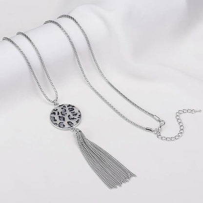 Long Tassel Pendant Necklaces For Women - Faux Pearl Necklace with Silver Chain, Fashion Jewelry For Lady