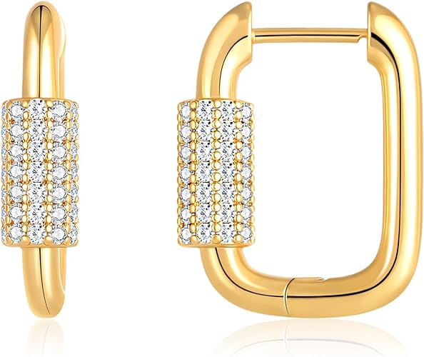 14K Gold Hoop Earrings for Women Hypoallergenic Chunky Hoop Earrings Lightweight Gold Plated