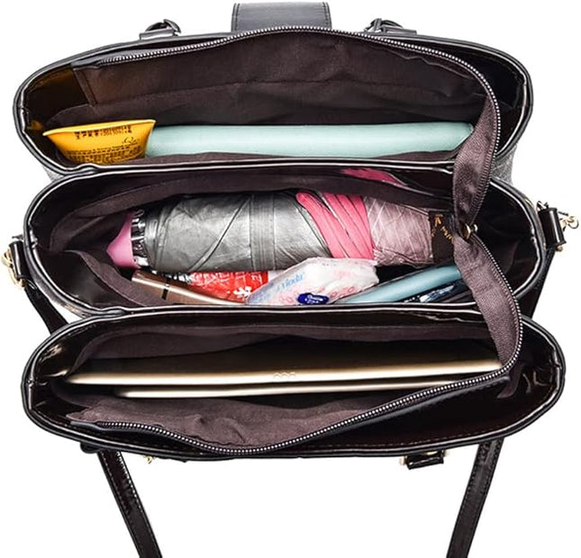 Purses and Handbags for Women Utility Top Handle Satchel Tote Bags with 3 Compartments Ladies Crossbody Bags Medium Size