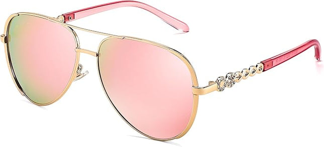 FEISEDY Retro Polarized Pilot Sunglasses for Women 70s Vintage Trendy Shades B4147