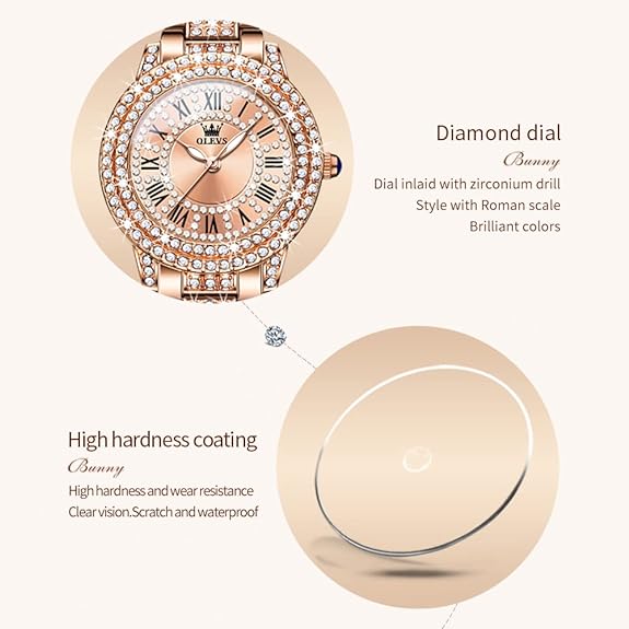 OLEVS Ladies Watches Rose Gold Japanese Quartz Female Watches for Women Waterproof Stainless Steel Casual Dress Lady Wrist Watches