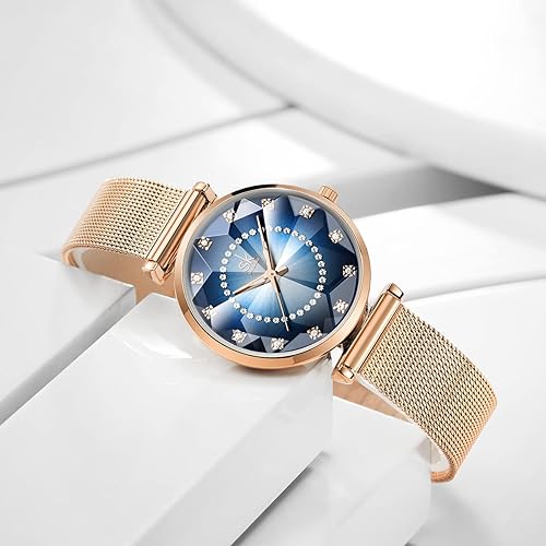 SK Ultra Thin Minialist Creative Starry Sky Women Watch with Genuine Leather Stainless Steel Mesh Band Floral Watch