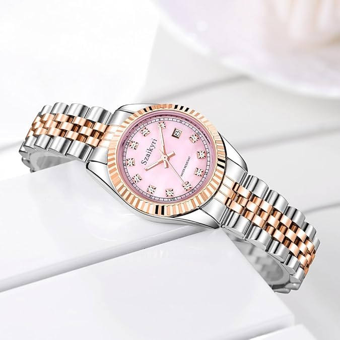 Classic Watch for Women with Solid Stainless Steel Band Ladies Dress Watch Womens Calendar Watch