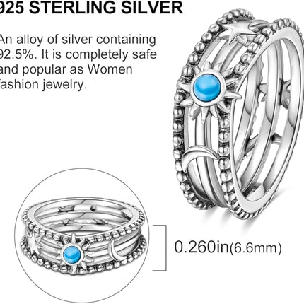Hapour 925 Sterling Silver Ring, Cubic Zirconia Created Comfort Fit Light Weight Statement Ring for Women Ring Size 6-8