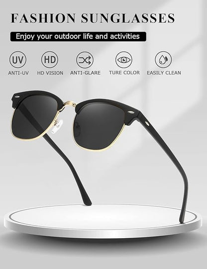 AEVOGUE Polarized Sunglasses For Women And Men Semi Rimless Frame Retro Sun Glasses AE0369