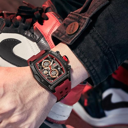 MF MINI FOCUS Men Watches Unique Casual Wrist Watches (Chronograph/Waterproof/Luminous/Calendar) Silicon Band Fashion Watches for Men