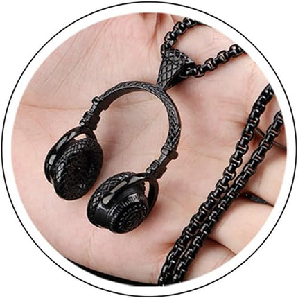 Headphones Necklace Music Pendant Hiphop Fashion chain with 24in chain