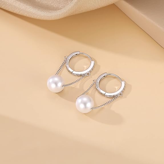 SLUYNZ Sterling Silver Butterfly Drop Dangle Small Hoop Earrings Chain for Women Teen Girls CZ Butterfly Hoop Earrings Huggie