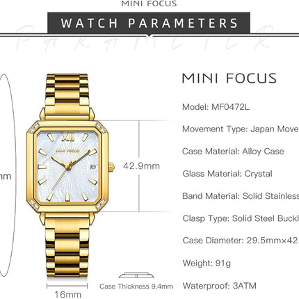 MF MINI FOCUS Unique Bullhead Wrist Watch(Muti-fuction/Calendar/Luminous) Luxury Silver Watch Casual Fashion Bracelet Watch for Women…