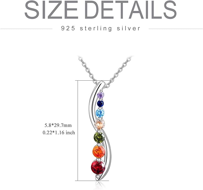 925 Sterling Silver Chakra Necklace Tree of Life Pendant Chakra Necklaces Healing Crystals Pendant Jewelry Gifts for Women