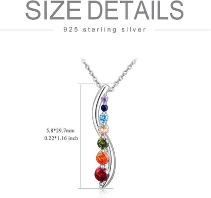 925 Sterling Silver Chakra Necklace Tree of Life Pendant Chakra Necklaces Healing Crystals Pendant Jewelry Gifts for Women