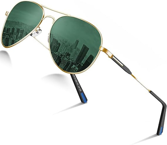 DADA-PRO Aviator Sunglasses for Men Polarized Retro Vintage Shades, Mirrored for Driving, UV Protection