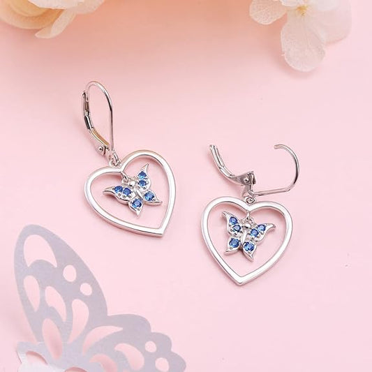 Mothers Day Gifts S925 Sterling Silver Heart Dangle Drop Stud Earrings for Women Girl Mom Sister Friend Jewelry