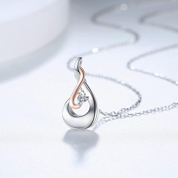 925 Sterling Silver Teardrop Urn Necklace for Ashes Birthstone Heart CZ Memorial Keepsake Pendant Jewelry for Women