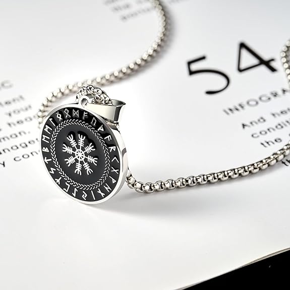JINGMARUO Nordic Viking Rune Necklace Love Protection Strenght Courage Health Good Luck Viking Symbol Pendant Stainless Steel Viking Jewelry